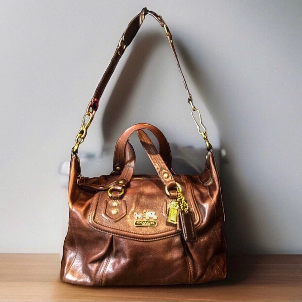 COACH Vintage Large Full Grain Brown Leather Top Handle Shoulder Bag NWOT